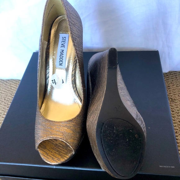 Steve Madden peptoe shoes wedges platforms heels - Picture 3 of 6